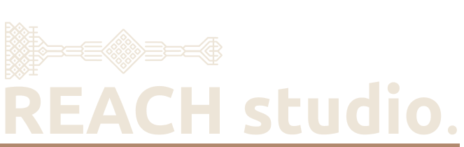 REACH Studio logo for mobile made up of the scarification mark pattern and wordmark